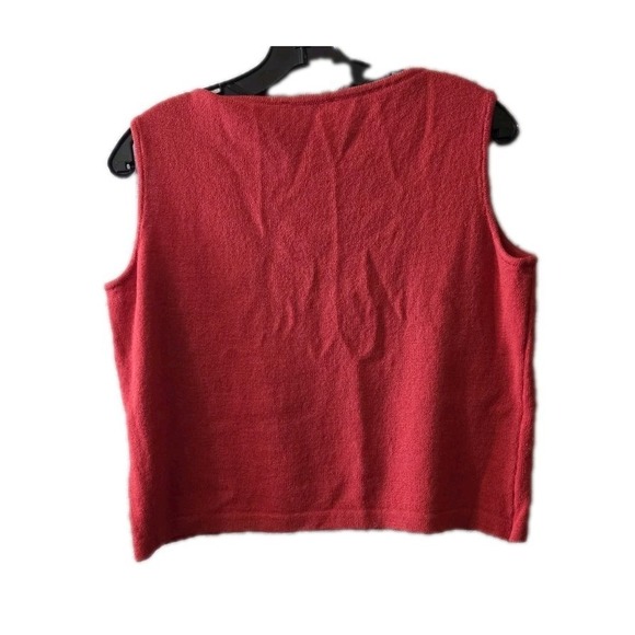 St. John Red Knit Tank Top Women L Wool Blend Sleeveless Classic Shell - Picture 5 of 5